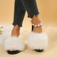 thumbnail image 3 of Winter 2024 Women's Fashion Fur Slippers Fluffy and Cute Plush Women's Luxury Outdoor Anti Slip Durable Flat Bottom Slippers (36-37,white), 3 of 9