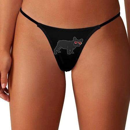 

Cute French Bulldog Seamless Thongs for Women Low Rise Invisible Breathable Thong Panties XS-XL