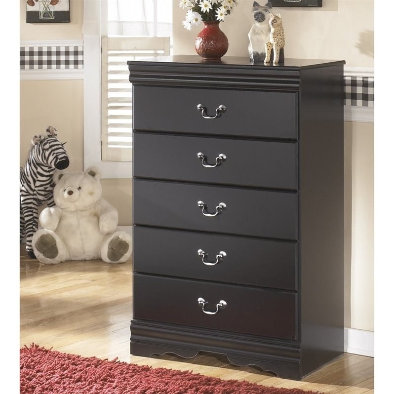 Ashley Furniture Huey Vineyards 5 Drawer Wood Chest in Black Walmart