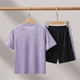 thumbnail image 4 of Amidoa Boys Athletic Outfits Set- Breathable Quick Dry Short Sleeve Summer Kids Active T Shirts and Shorts Purple Size 4 T, 4 of 9