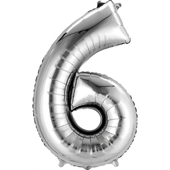 34" Silver Numeral Balloon - 6