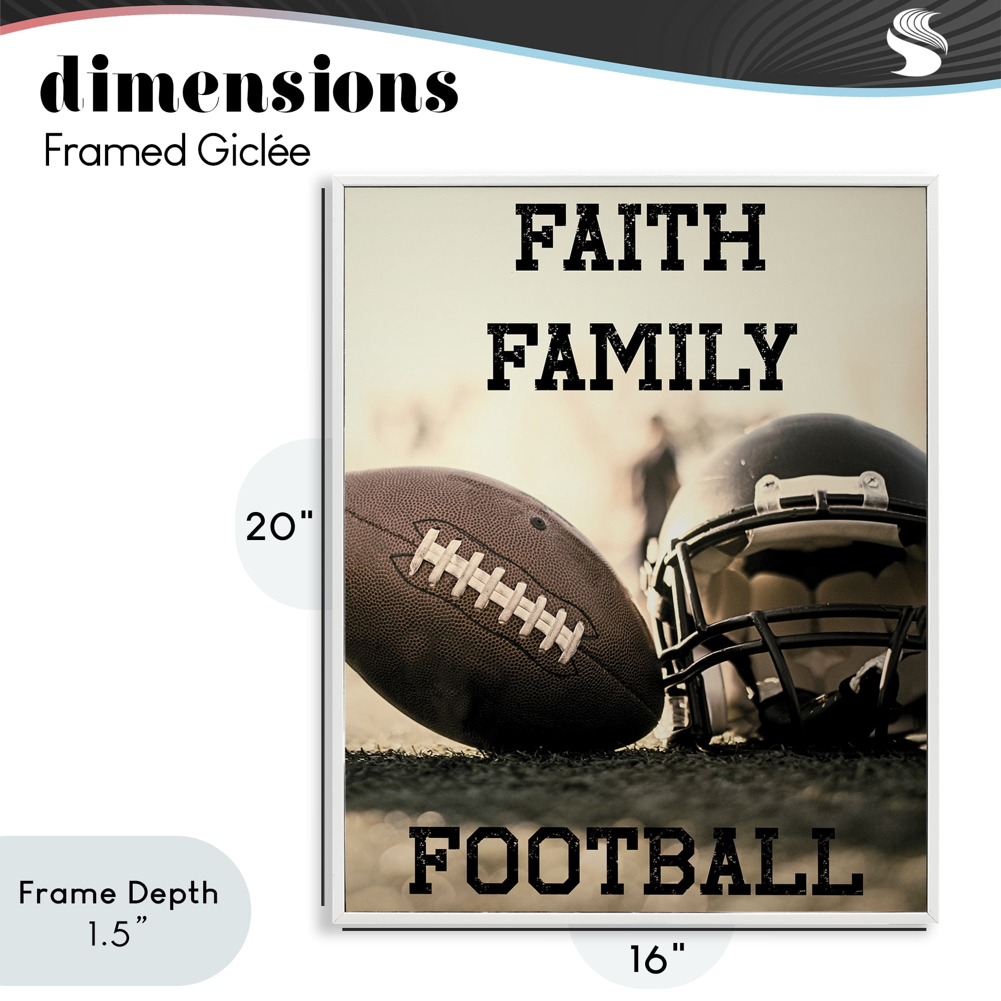 Stupell Industries Faith Family Football White Framed Giclee Art, design by Jesse Keith