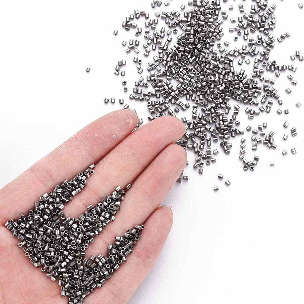 1pound Glass Beads Metallic Colours Gray 2.5~3x2mm Hole: 0.9mm about 15000pcs/pound