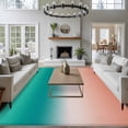 thumbnail image 4 of Gradient Green Washable Living Room Rugs 5'x7', Modern Minimalist Green Pink Ocean Beach Low Pile Throw Large Area Rugs Non-Slip Sturdy Edge Binding Carpet for Dining Room Bedside Kitchen, 4 of 9