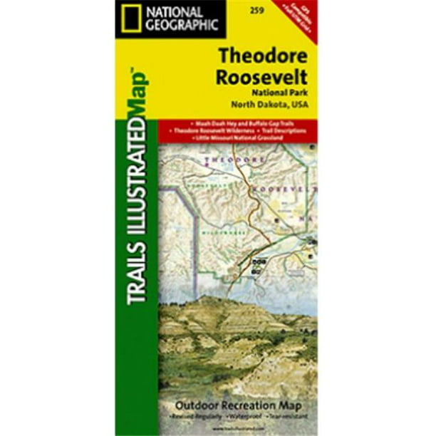 National Geographic TI00000259 Carte de Theodore Roosevelt Parc National - Dakota du Nord