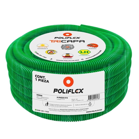 Poliflex Tricapa Verde Plafones Tablaroca 3/4"X15M