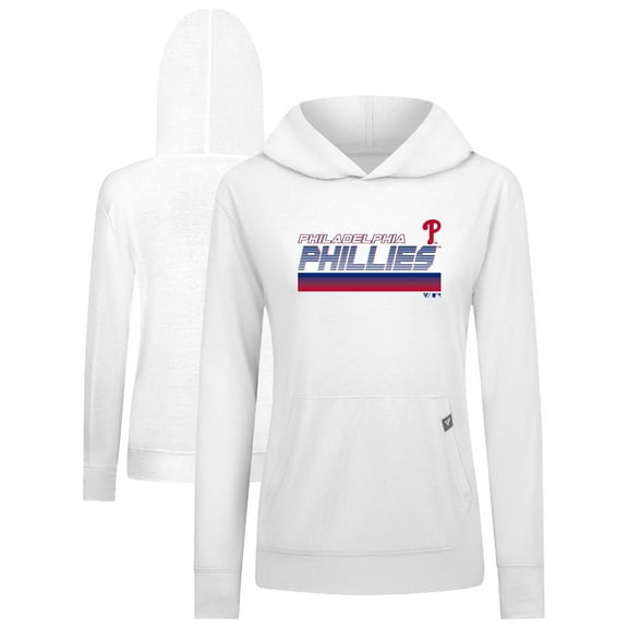 Women's Levelwear White Philadelphia Phillies Relay Breaker Pullover Hoodie