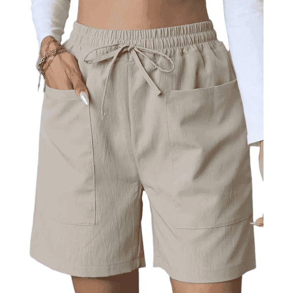 SOMER Women's Biker Casual Shorts Drawstring Waist Summer Lounge Shorts with Pockets for Running Hiking