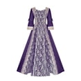 thumbnail image 2 of Juesizh Renaissance Costume Women Plus Size 3/4 Sleeve Maxi Dress Vintage elegant Solid Color Waist Defining Court Evening Dress, S-5XL, 2 of 3