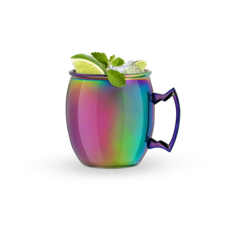 

Blush Mirage Moscow Mule Mug Iridescent Mule Mug 16 Ounce Metal Cocktail Glass Stainless Steel Rainbow Finish Set of 1