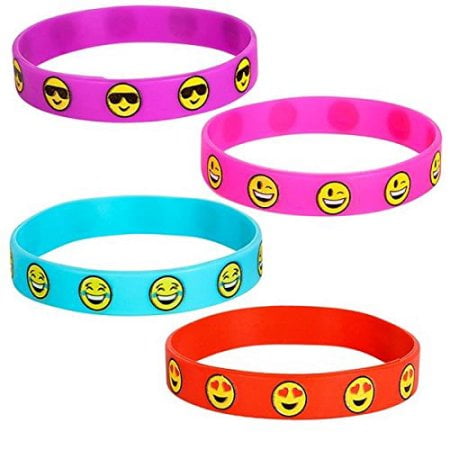 - Cp Emoji Smile Emoticon Silicone Wristband 4 Piece Bracelet Set