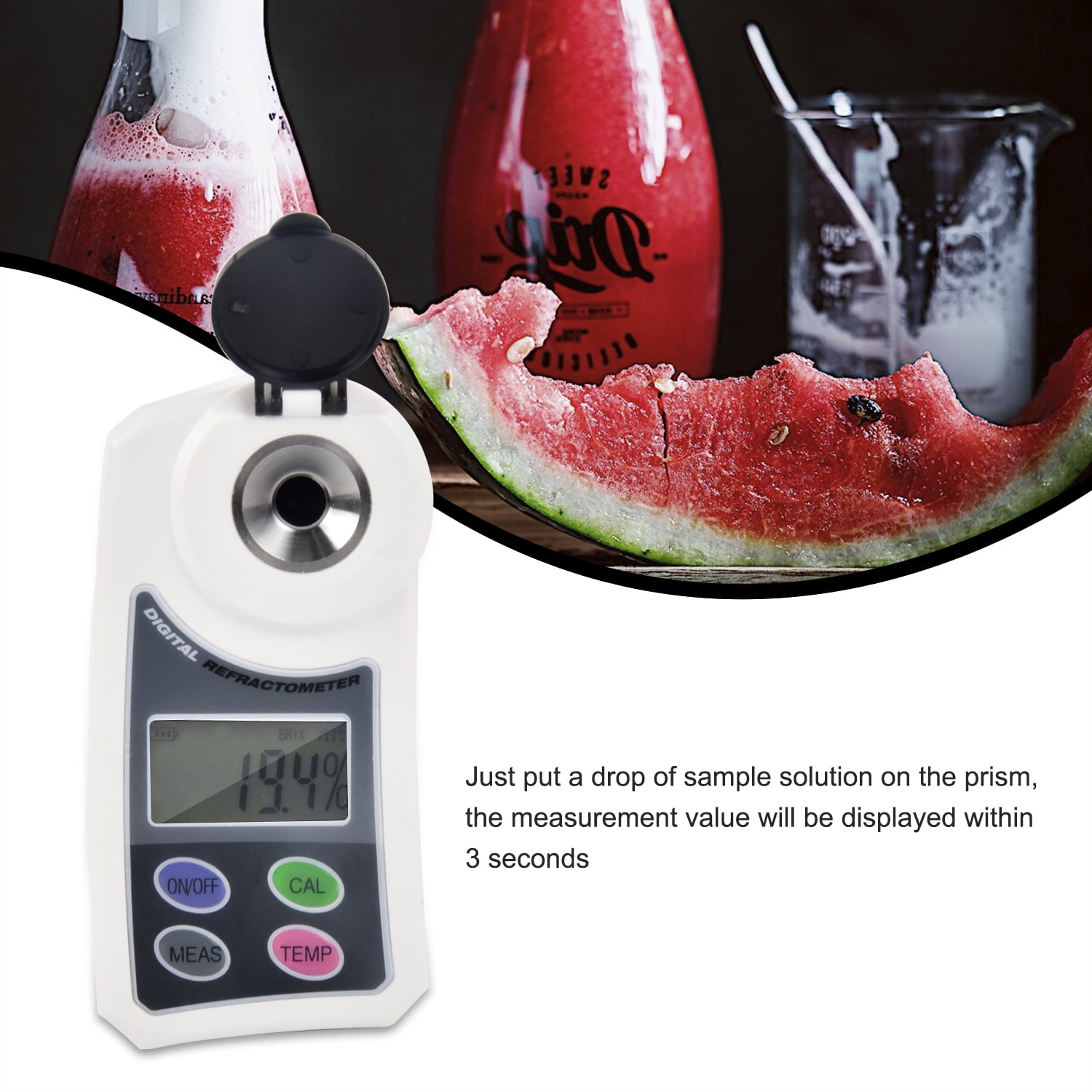 Digital Brix Sugar Refractometer Electronic Handheld Sweetness Meter  Saccharimeter Measurement Ra 