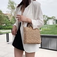 thumbnail image 4 of Women Straw Woven Tote Handmade Purse Casual Bags Top Handle Satchel Drawstring Khaki, 4 of 7
