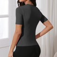thumbnail image 4 of Women's Workout Tops Dry Fit T Shirts Athletic Short Sleeve Gym Shirts for Women,Running Yoga Active Tees Grey S, 4 of 5