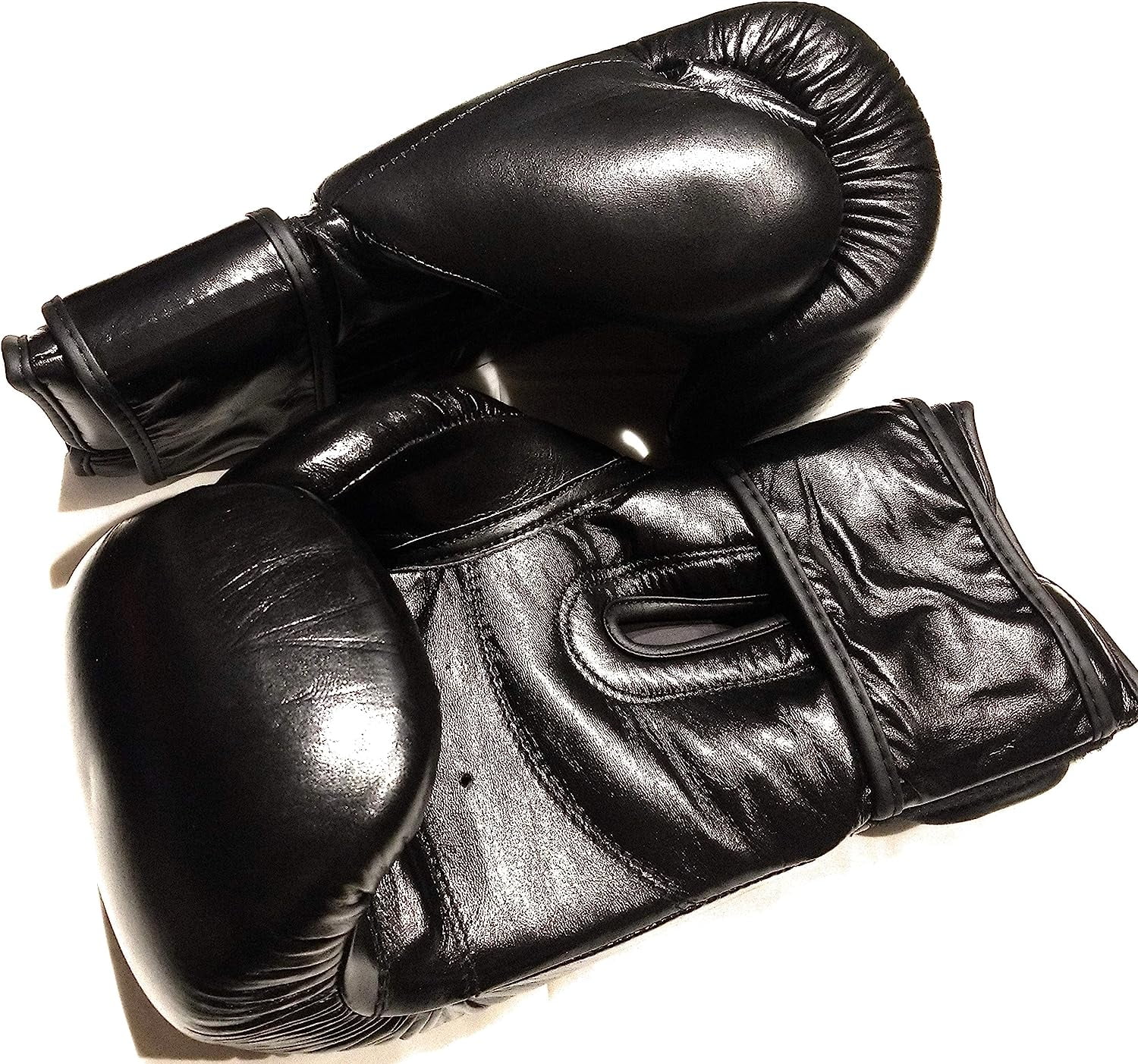 Woldorf Boxing Gloves in Top Grade Leather Black 12oz Sparring, Grappling, Kickboxing, Fighting Gloves, Muay Thai Training Gloves, Heavy Bag Punching Gloves