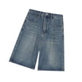 thumbnail image 4 of Pantalones cortos de mezclilla de mujeres Lady Lady Trendy Casual Mid Wisting para vacaciones en la fiesta de vacaciones de vacaciones Azul oscuro, 4 of 8