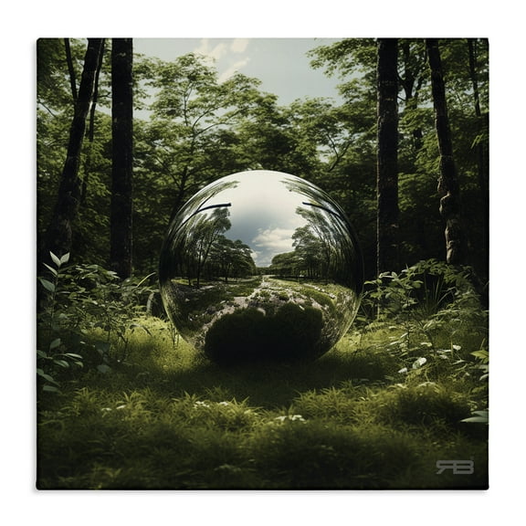 Stupell Industries Reflective Ball in Nature Landscape & Nature Painting Wrapped Canvas Art Print Wall Art, 17 x 17