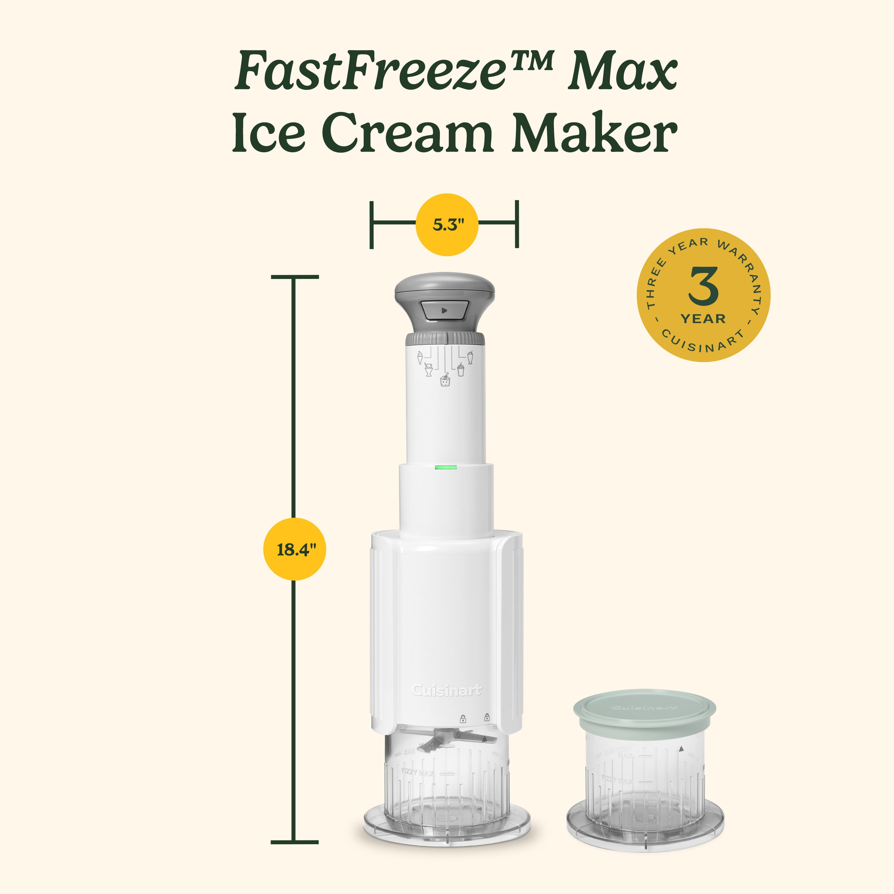 Cuisinart FastFreeze Max Ice 5-In-1 Ice Cream Maker, 2 Freezer Cups, Mix-Ins Mode