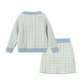 thumbnail image 2 of LittleSpring Size 7-8 Girl's Suit Cozy Knit Blue Cardigan Skirt Two Piece Set, 2 of 7