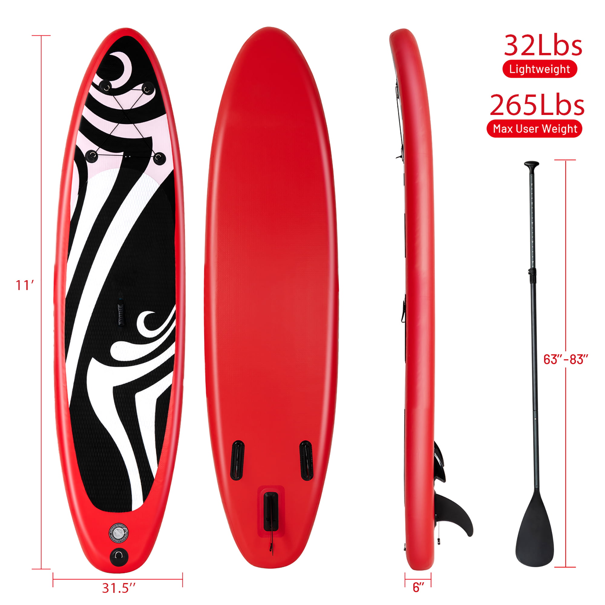 Goplus Inflatable Stand Up Paddle Board Surfboard W/Bag Aluminum Paddle Pump Red - Walmart.com