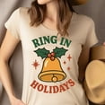 thumbnail image 4 of Ring in Holidays Shirt | Festive Bell Graphic Tee with Holly | Unisex Casual T-Shirt, White, Size S, 4 of 6