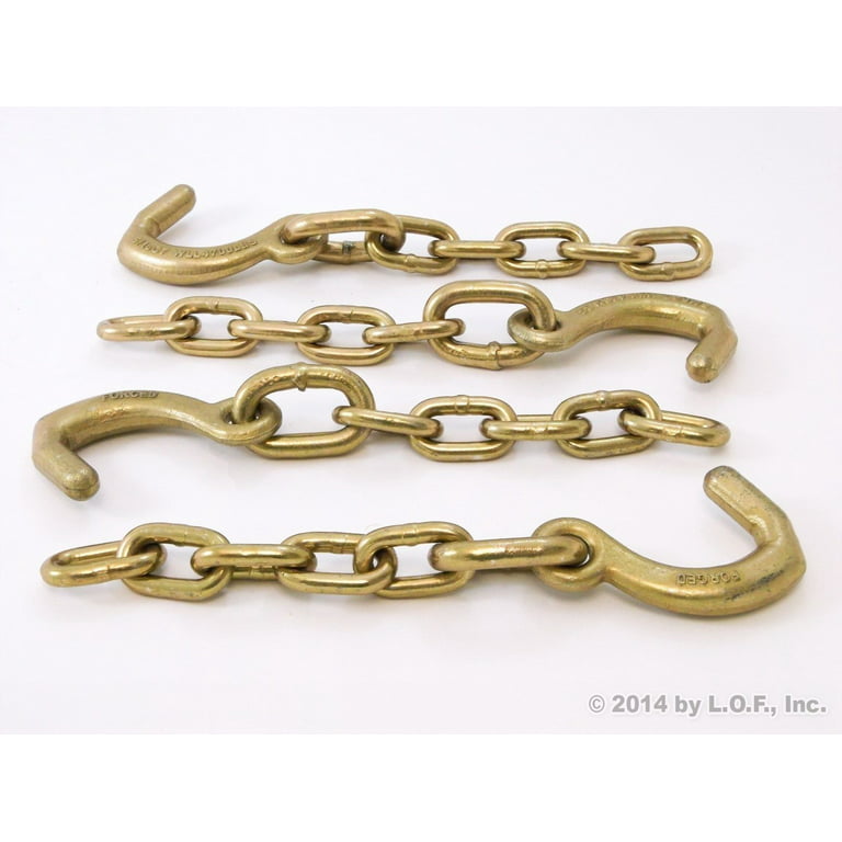 Red Hound Auto (4) 5/16 x 6 inches Tow Chain Transport Chain Forged Mini J  Hook