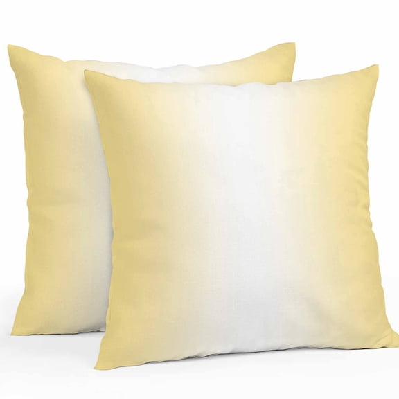 Ombre Outdoor Pillow Covers Pack of 2 Lemon Yellow and White Gradient Waterproof Throw Pillow Covers Decorative Cushion Cases for Patio Garden Tent Balcony Couch 26x26 inch