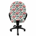 thumbnail image 3 of Floral Office Chair Slipcover, Jacobean Style Blooming Petals and Foliage Leaves Botanical Composition, Protective Stretch Decorative Fabric Cover, Standard Size, Dark Coral Teal Beige, by Ambesonne, 3 of 5