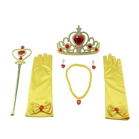 Princess Wand Necklaces Dress up Tiara Crown & Accessories Gloves Presents for Kids Girls Pretend