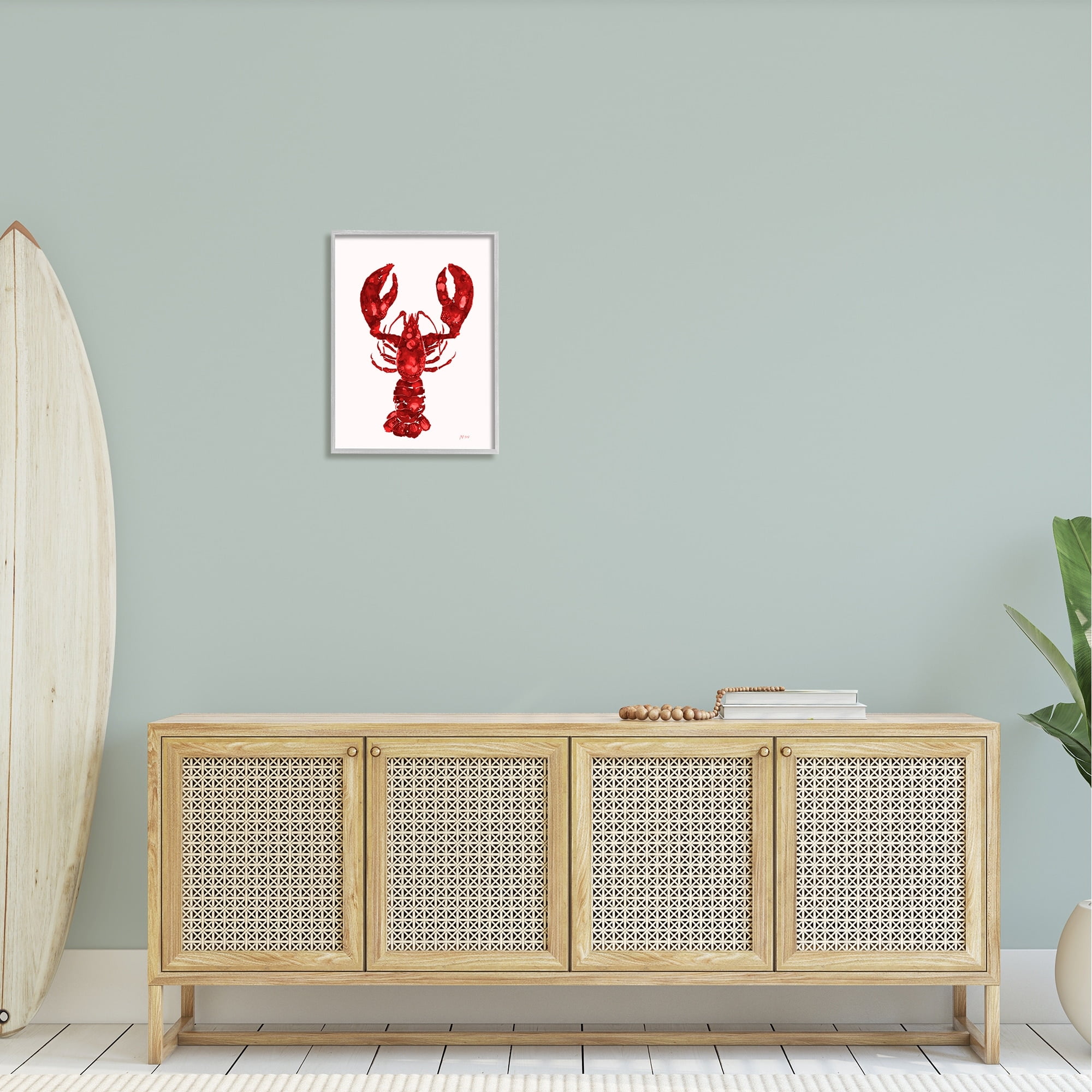 Stupell Industries Red Lobster Marine Paint Speckled Watercolor Painting Gray Framed Art Print Wall Art, Design by Patti Mann