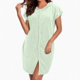 thumbnail image 5 of Zynoxe Womens Hooded Robes Lightweight Water Absorbent Bathrobe for Women Versatile Solid Color Short Sleeve Button Loungewear Robe Soft Coral Fleece Nightgown Bathrobe Free Size, 5 of 8
