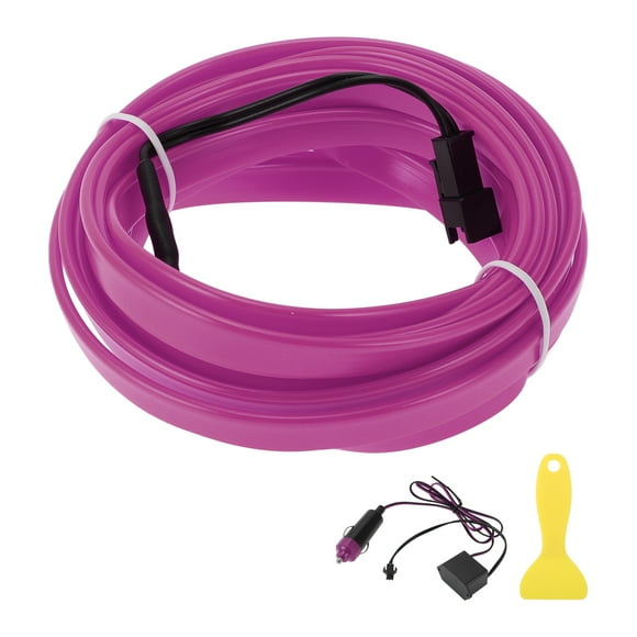 Cuerda de luz LED EL de 4m Unique Bargains, tira de luz brillante para iluminación interior de automóviles, luz de neón flexible para decoración de automóviles, encendedor de cigarrillos (12v) púrpura