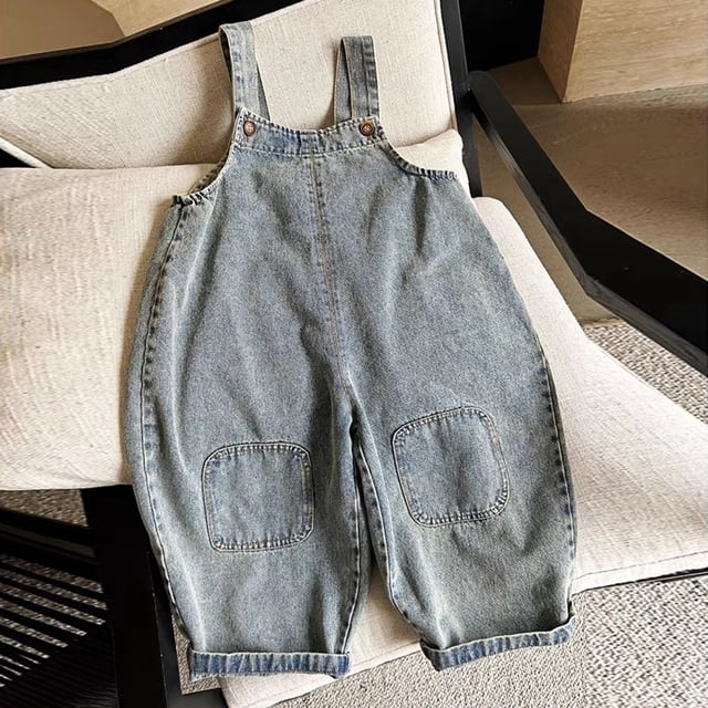 Pantalon à Bretelles pour Enfants Lavé Durable Ajustable Extensible Résistant aux Déchirures Vacances 4-5 Ans