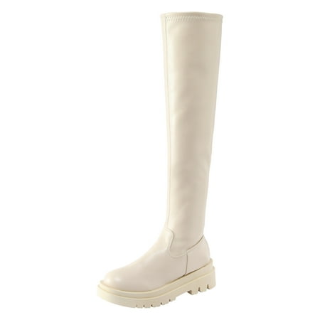 

Ki-8Jcud Women S Thin Heels High Heels Long Boots Winter Women Ladies Fashion Solid Color Leather Side Zip Thick Bottom Stretch Over The Knee Boots Adult S Over The Knee Open Toe Boots For Women Str