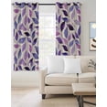 thumbnail image 2 of Spring Purple Leaves Blackout Curtains for Bedroom/Living Room, Thermal Insulated Kitchen Curtains, Country Botanical Pastoral Leaf Beige Grommet Darkening Window Treatment Drapes 42"x63"x2, 2 of 8