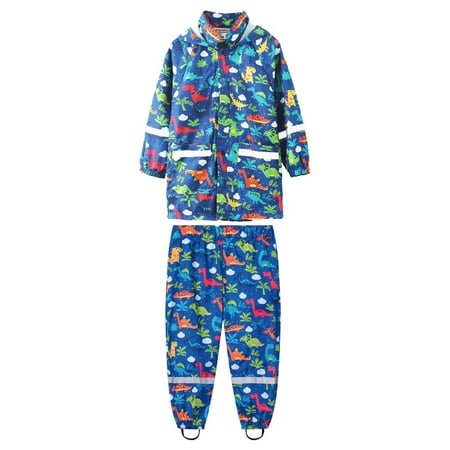 

PANGF Children s Woolen Coat Children s Boys Girls Dinosaur Rainbow Printed Button Rain Jacket Hooded Windproof Raincoat Kids Long Sleeve Hoodie Trench Pants Outfits