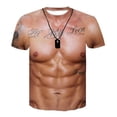 thumbnail image 1 of Men's 3d Bodybuilding Simulated Muscle Shirt Nude Skin Chest Muscle Tee Shirt Short-sleeve, 1 of 2