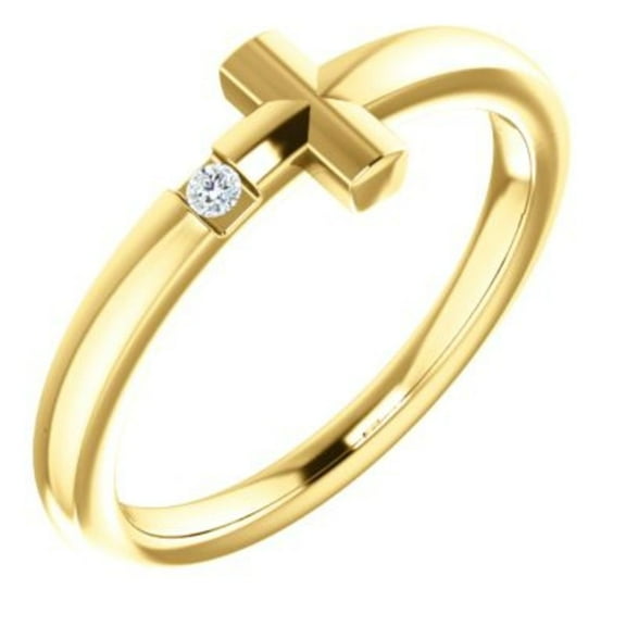 14K Yellow .015 CTW Diamond Sideways Cross Youth Ring in 14k Yellow Gold