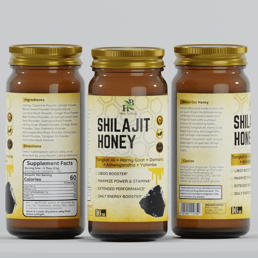 Herb To Body Shilajit Honey | Multifloral Honey | Wildcrafted | 16oz