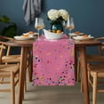 thumbnail image 2 of Pink Birthday Table Runner - 60 Inch Long, Kitchen Dining Table Runner Dresser Scarves, Colorful Confetti Ribbons Polka Dots Classroom Farmhouse Decor for Coffee Tables Wedding Party Banquet, 2 of 8
