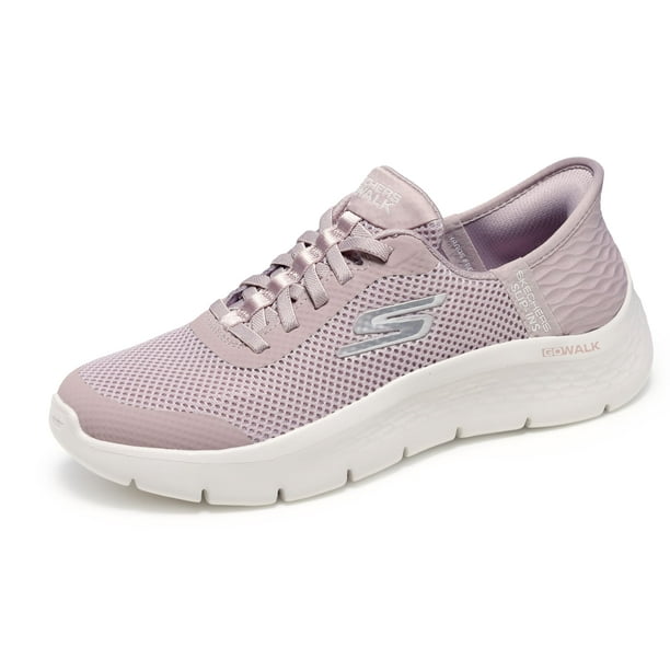 Zapatilla Skechers Go Walk Flex, manos libres, sin cordones, color malva para mujer