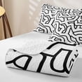 thumbnail image 4 of Homewish Abstract Wavy Stripes Twin Quilt Set,Contemporary Artwork Twin Coverlet Set,White Black,2 Pieces, 4 of 7
