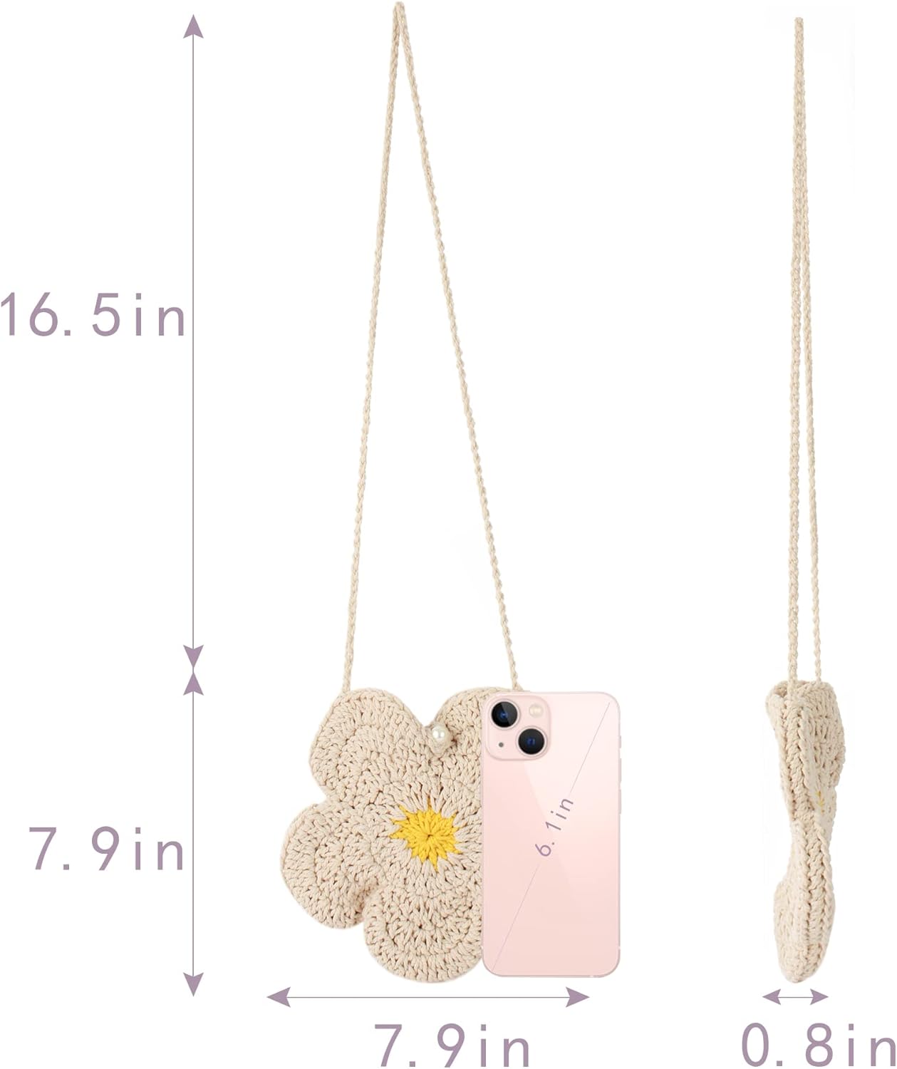 Women Mini Flower Cotton Crochet Crossbody Shoulder Bag Handbag Purse