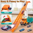 thumbnail image 5 of Truck Toys Car for 3, 4, 5, 6 Years Old Boys, Transport Truck Car Toy, Foldable 2 Layer Transport Car Toys with 27 in Race Track and 6 Metal Cars, Birthday Gifts for Toddler Boys Girls, 5 of 8