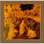 Adoration of the Magi 20x20 Gold Ornate Wood Framed Canvas Art by Da Vinci, Leonardo