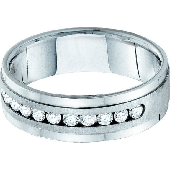 14kt White Gold Mens Round Diamond Single Row Wedding Band Ring 1/4 Cttw