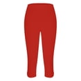 thumbnail image 6 of Usloyux Women's Capri Leggings Stretch Yoga Pants with Elastic Waistband Casual Workout Activewear Bottoms, Red 2XL, 6 of 8