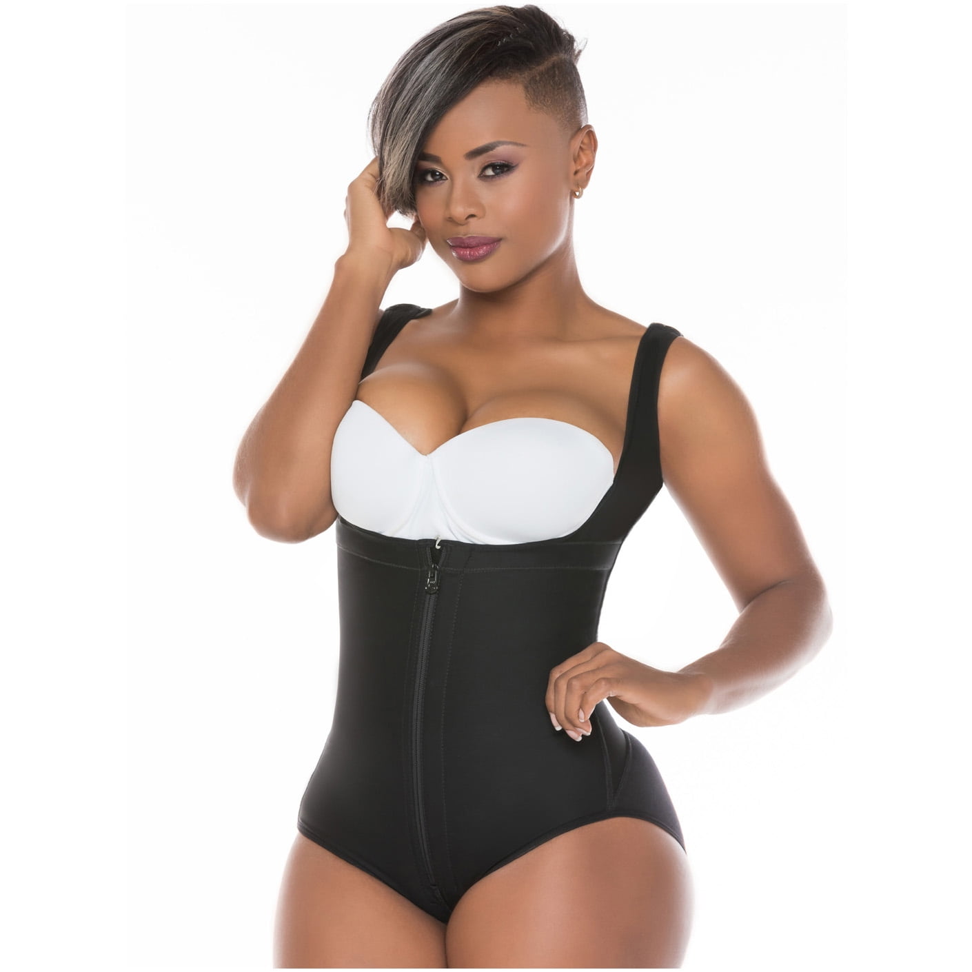 Salome 0419 Fajas Colombianas Reductoras Butt Lift Panty Girdle Bodysuit  for Women Black XS 