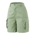 thumbnail image 5 of Sngxgn High Waisted Shorts for Women Trendy, Casual Elastic Waist Cargo Shorts with Pockets(Mint Green,S), 5 of 6