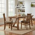 thumbnail image 5 of FurniFact Dining Chairs Set of 2, Espresso Finish, Linen Fabric Seat, Slatted Back, 5 of 5